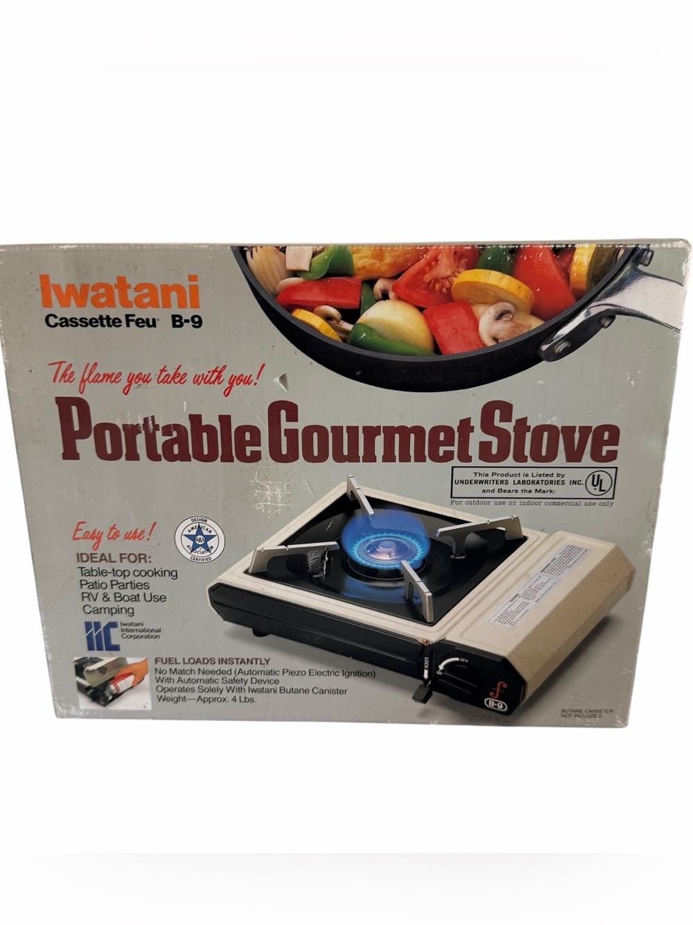Vintage 1980 Iwatani Model B-9 Butane Canister Portable Gourmet Stove